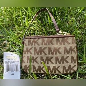 Michael Kors Wallet ,Michael Kors Brown and Tan Logo Wristlet